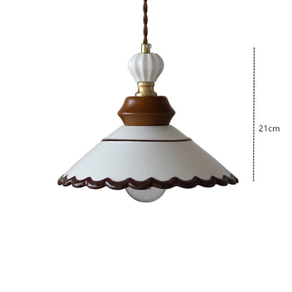Ceramic LED pendant light with wood nordic design