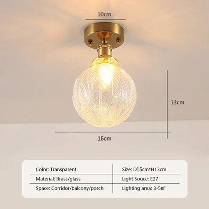Vintage european clear glass flush ceiling light