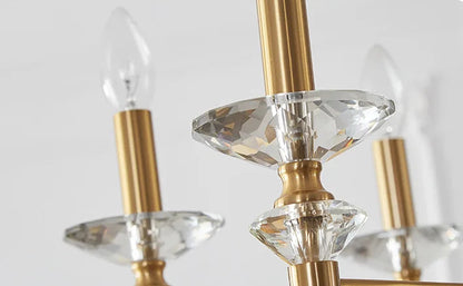 Iron frame crystal candle chandelier for dining room