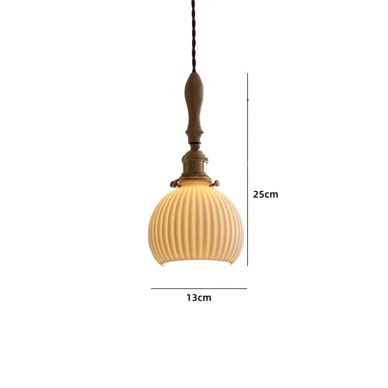 Vintage ceramic LED pendant lamp with brass fitting