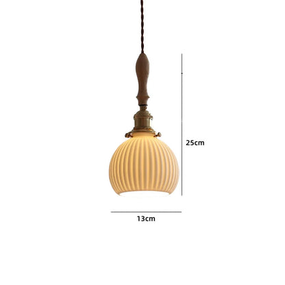 Vintage ceramic LED pendant lamp with brass fitting