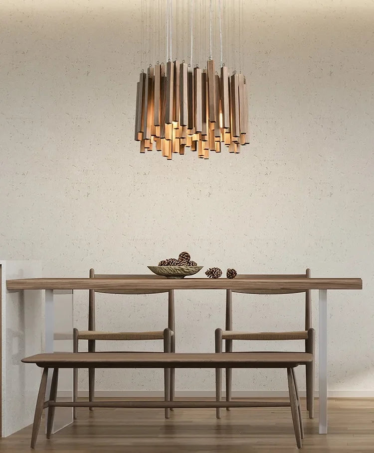 Solid wood LED pendant light for modern design