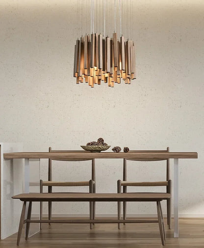 Solid wood LED pendant light for modern design