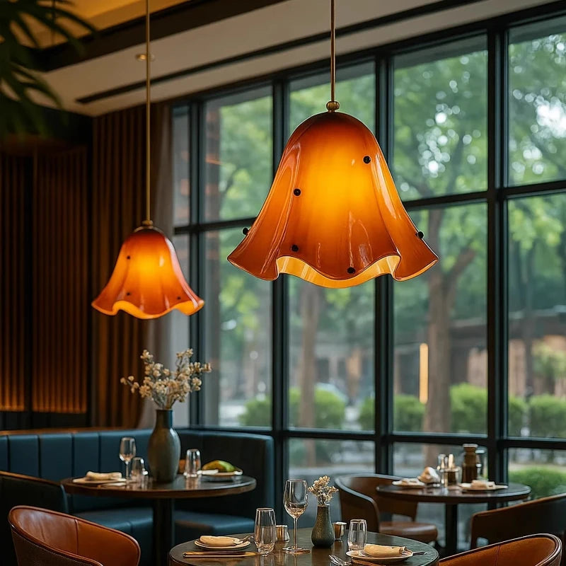 French vintage colorful glass chandelier for corridor