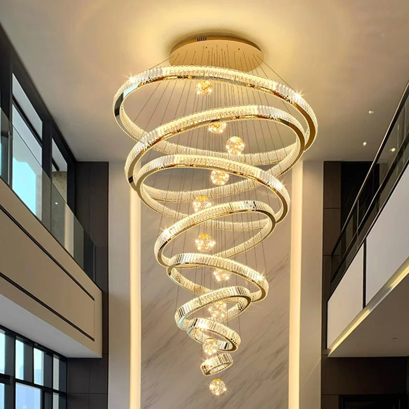 Crystal staircase chandelier for duplex living room