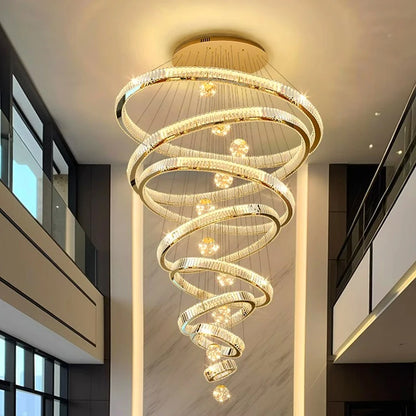 Crystal staircase chandelier for duplex living room