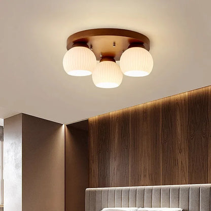 Walnut art glass ceiling light for bedroom and bar