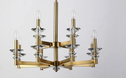 Iron frame crystal candle chandelier for dining room