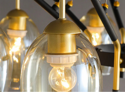 LED-Kronleuchter aus schwarzem Glas für Kücheninsel