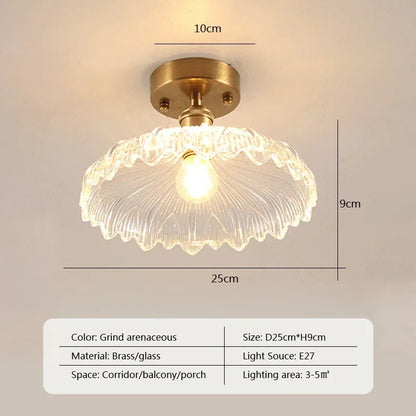Vintage european clear glass flush ceiling light