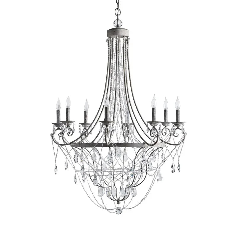 French iron crystal candle pendant for living room