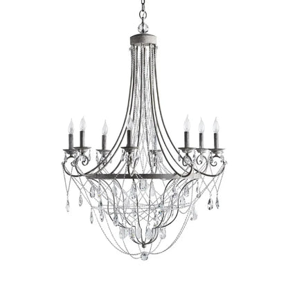French iron crystal candle pendant for living room