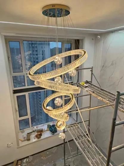 Crystal staircase chandelier for duplex living room