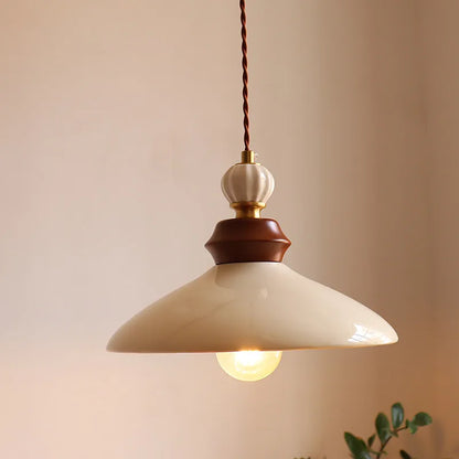 White flower ceramic led pendant light for living room