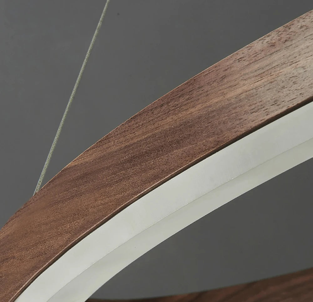 Lustre de plafond en bois massif de noyer noir pour salon