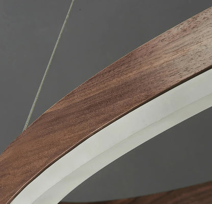 Lustre de plafond en bois massif de noyer noir pour salon