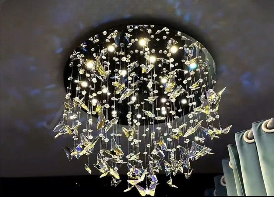 Butterfly crystal chandelier for villa staircase and living room