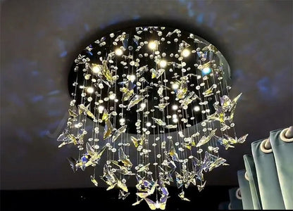 Butterfly crystal chandelier for villa staircase and living room