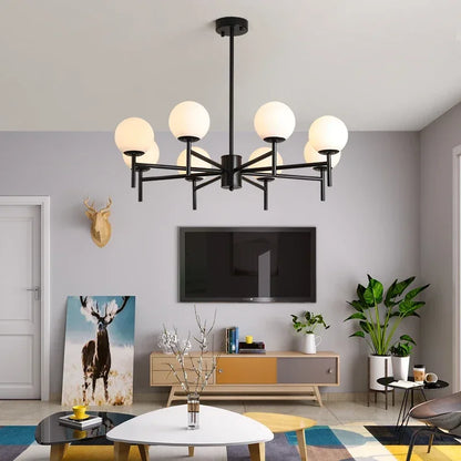 Globe cluster arms chandelier