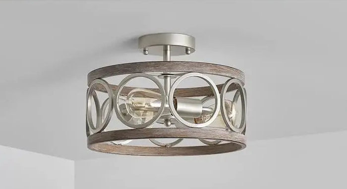 Farmhouse iron circle with wood inlay