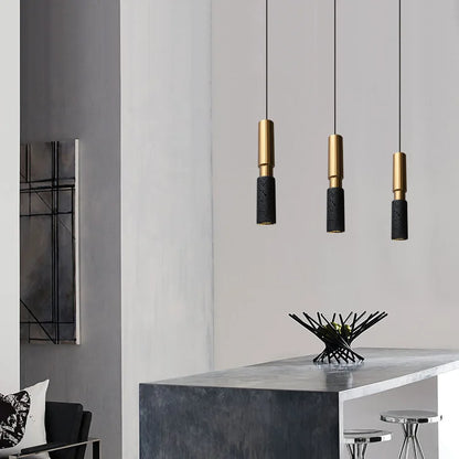 Retro industrial style black hole stone pendant lamp