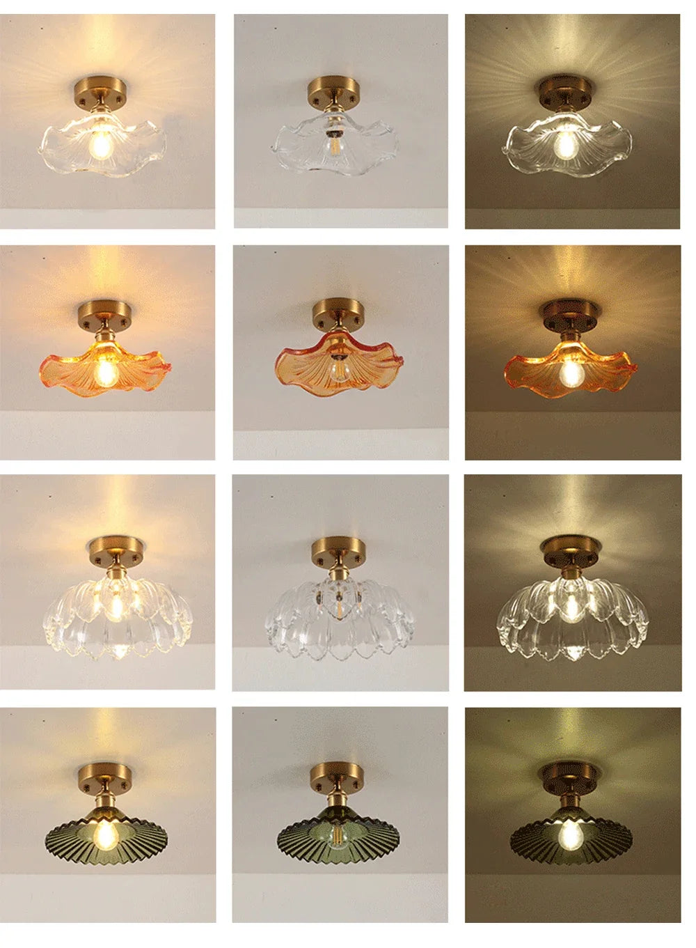 Vintage european clear glass flush ceiling light