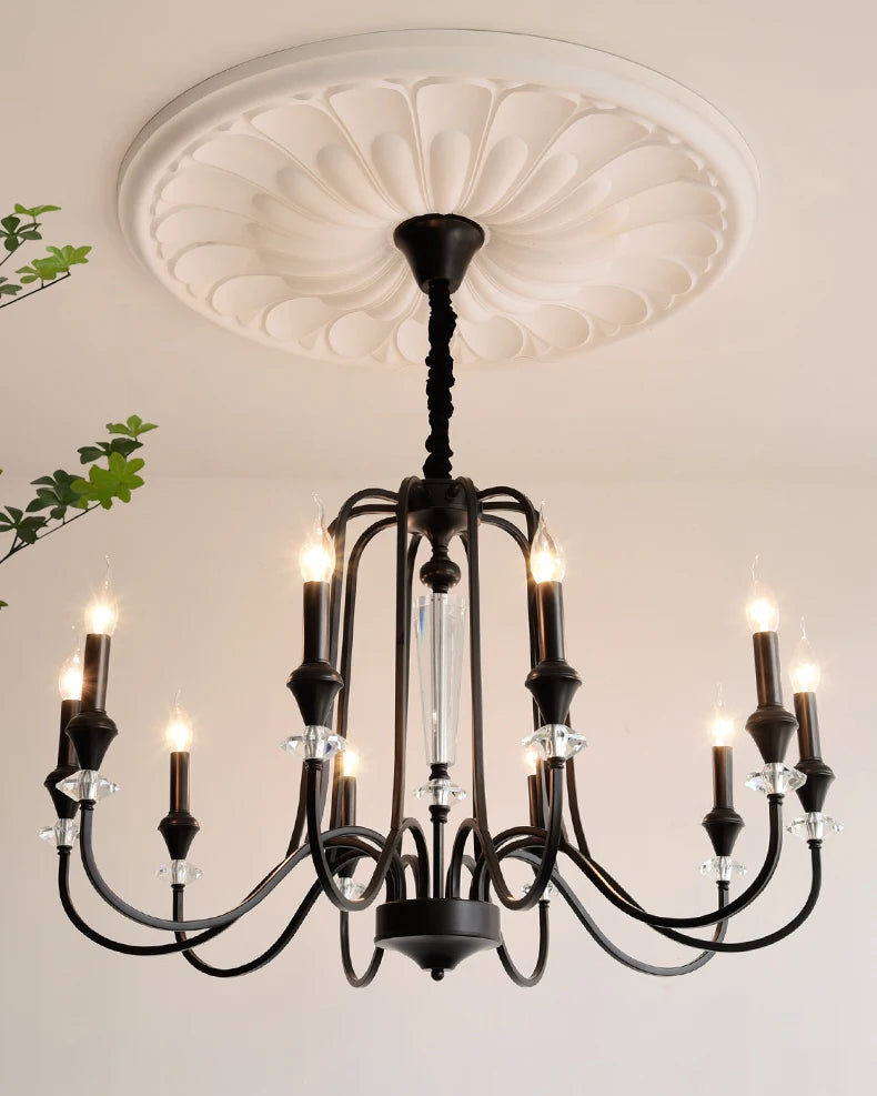 Lustre en cristal français ancien à deux niveaux