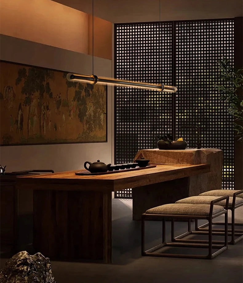 High end linear pendant light for bar counter