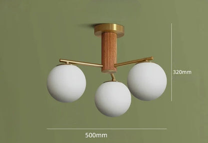 Walnut brass round glass chandelier for living room