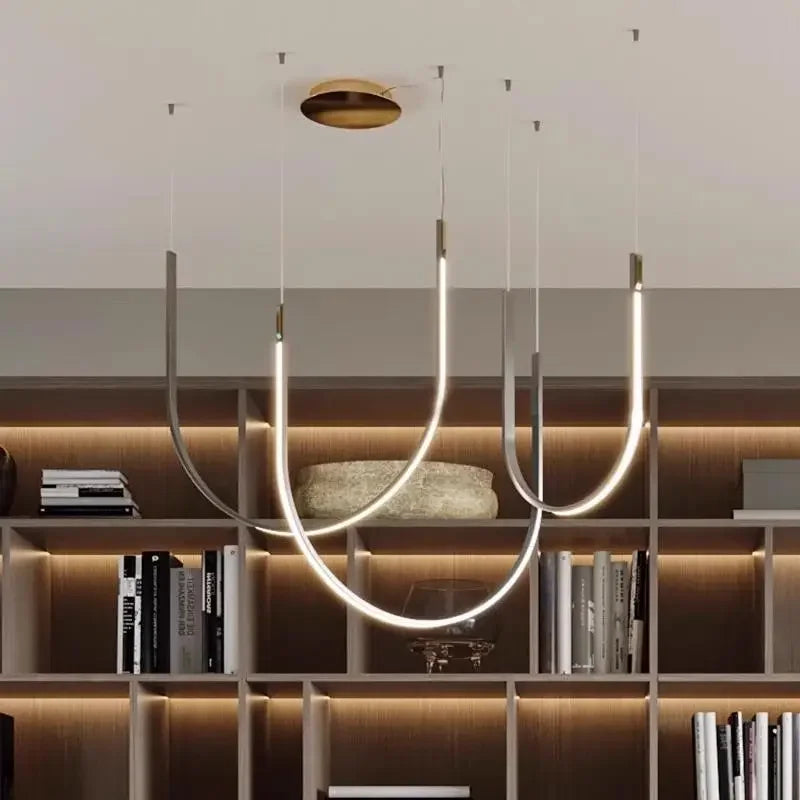 Minimalist linear restaurant chandelier for villa
