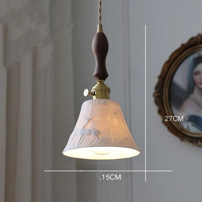 White flower ceramic led pendant light for living room