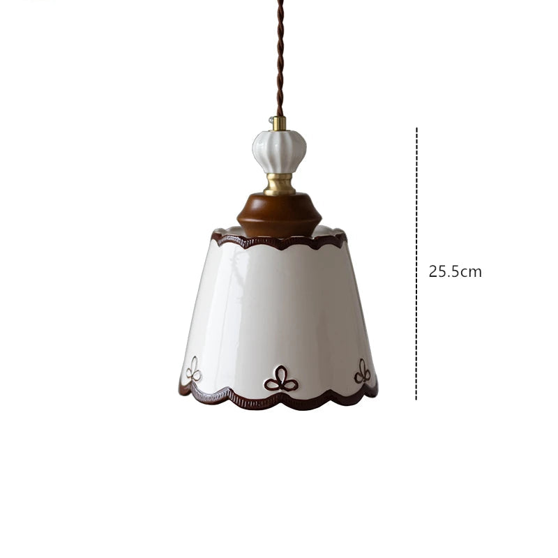 Ceramic LED pendant light with wood nordic design