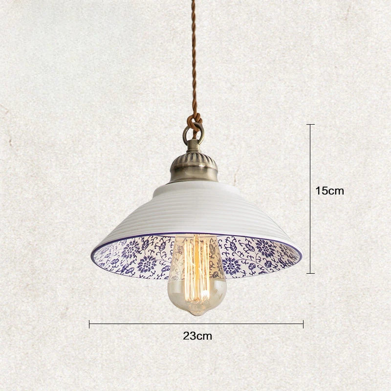 Loft ceramic vintage hanging lamp for cafe and dining