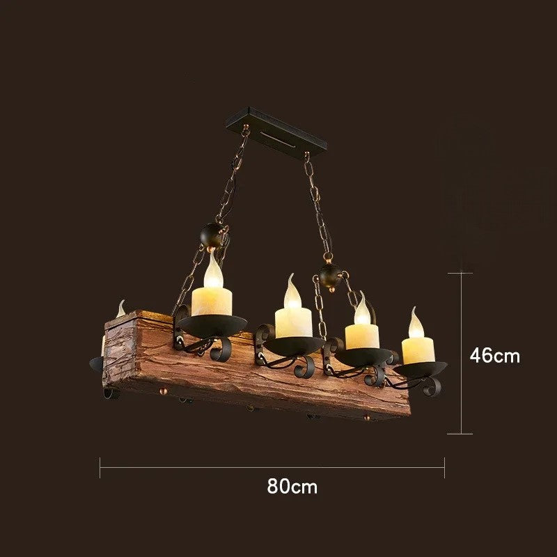 Suspension vintage en bois massif de style loft