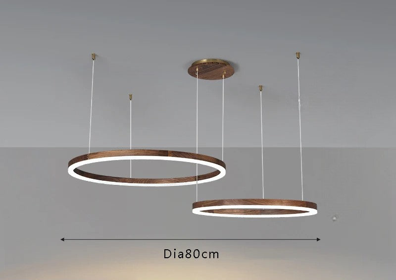 Lustre de plafond en bois massif de noyer noir pour salon