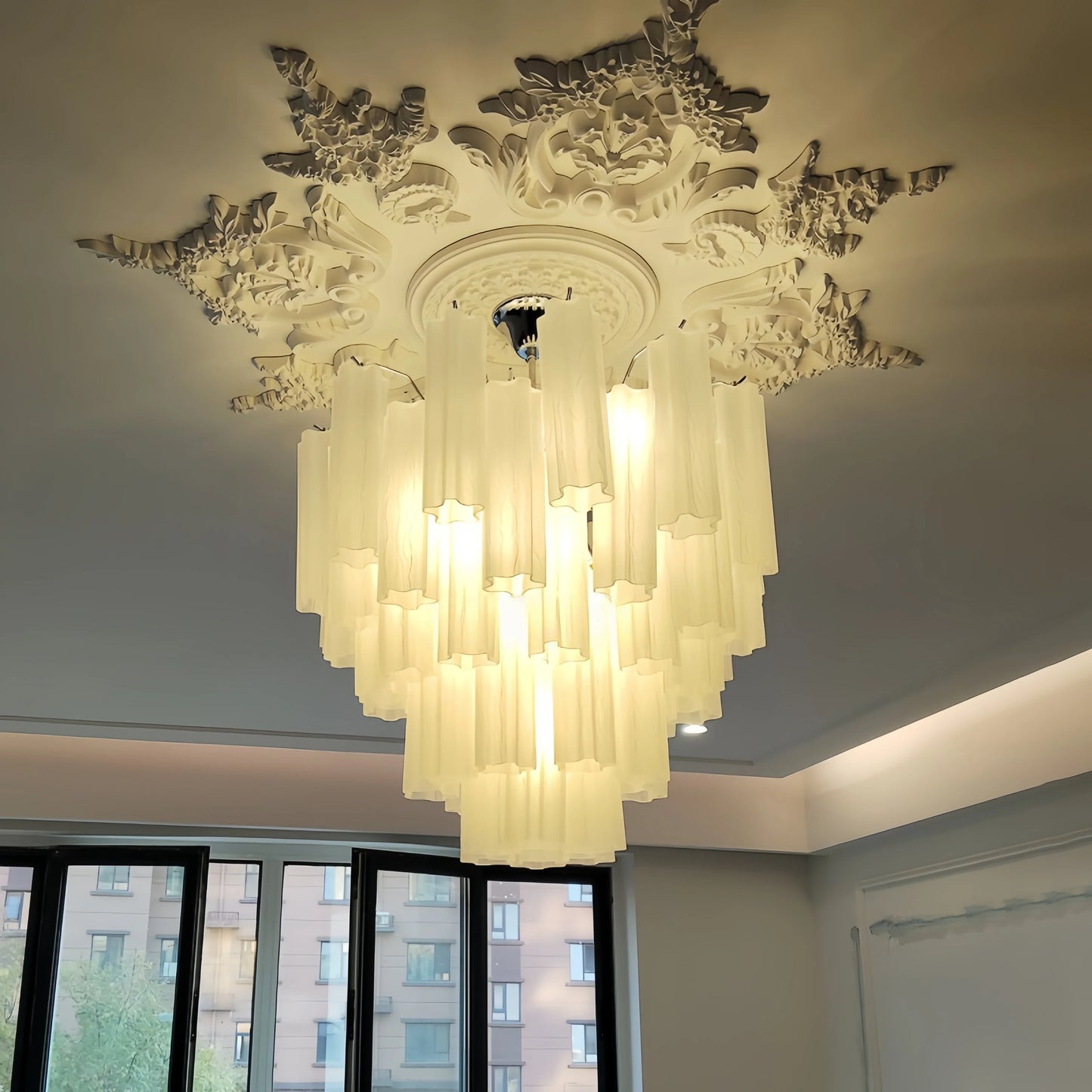 Frosted glass led chandelier for bedroom and dining room