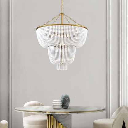 Tiered beaded chandelier for palace
