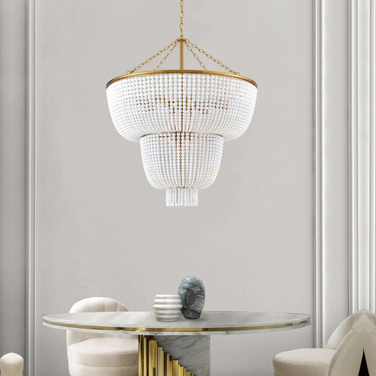 Tiered beaded chandelier for palace