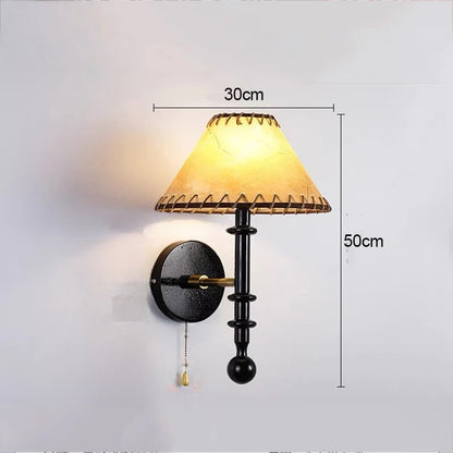 Nordic solid wood fabric wall lamp for bedroom