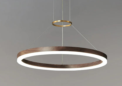 Lustre de plafond en bois massif de noyer noir pour salon