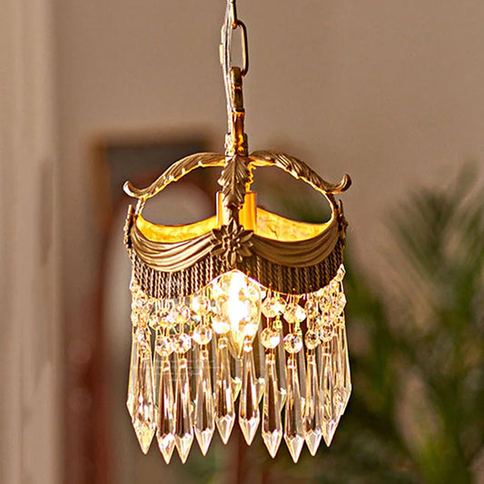 Luxury French Velvet Tassel Chandelier with green fabric and crystal drops, ideal for elegant dining room lighting décor.