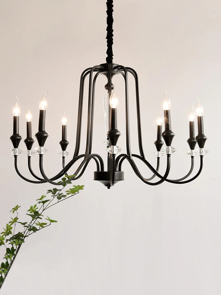 Lustre en cristal français ancien à deux niveaux