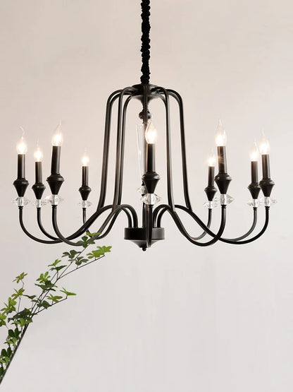 Lustre en cristal français ancien à deux niveaux