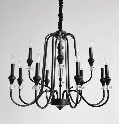 Lustre en cristal français ancien à deux niveaux