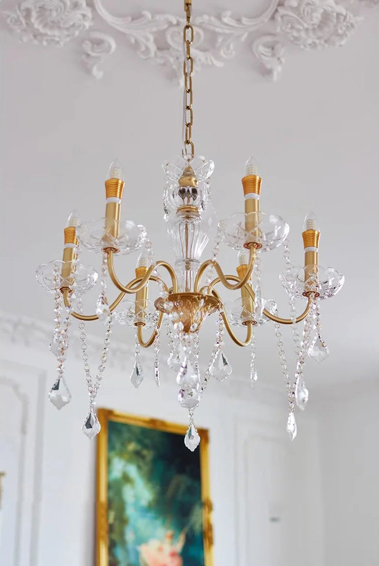 French gold crystal e14 chandelier