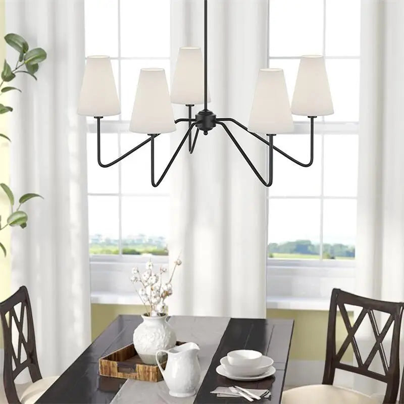 Linen drum island chandelier
