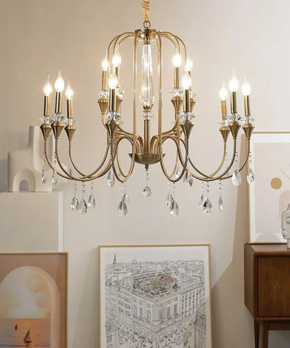 Retro brass crystal ceiling light