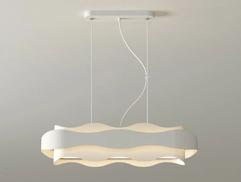 Lustre rond blanc à LED ondulé