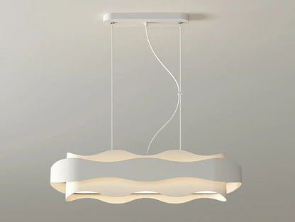 Lustre rond blanc à LED ondulé