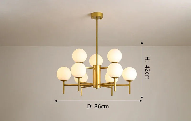 Globe cluster arms chandelier